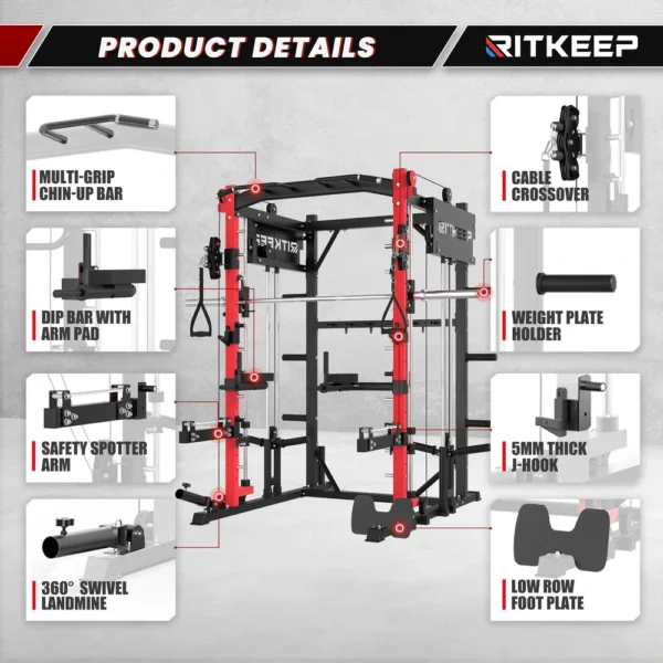 PMAX 4750 Dual Plate Loaded Multi Functional Smith Machine - Image 5