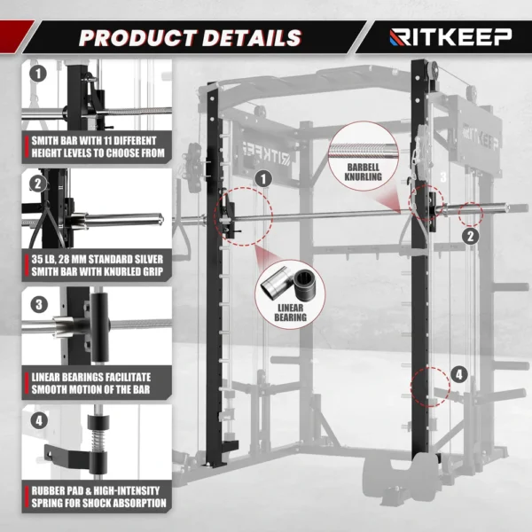 PMAX 4750 Dual Plate Loaded Multi Functional Smith Machine - Image 6